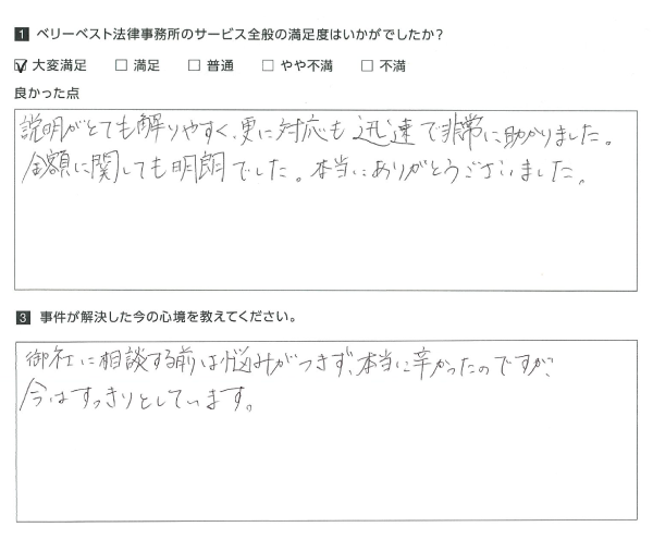 説明がとても解かりやすく、更に対応も迅速で非常に助かりました。